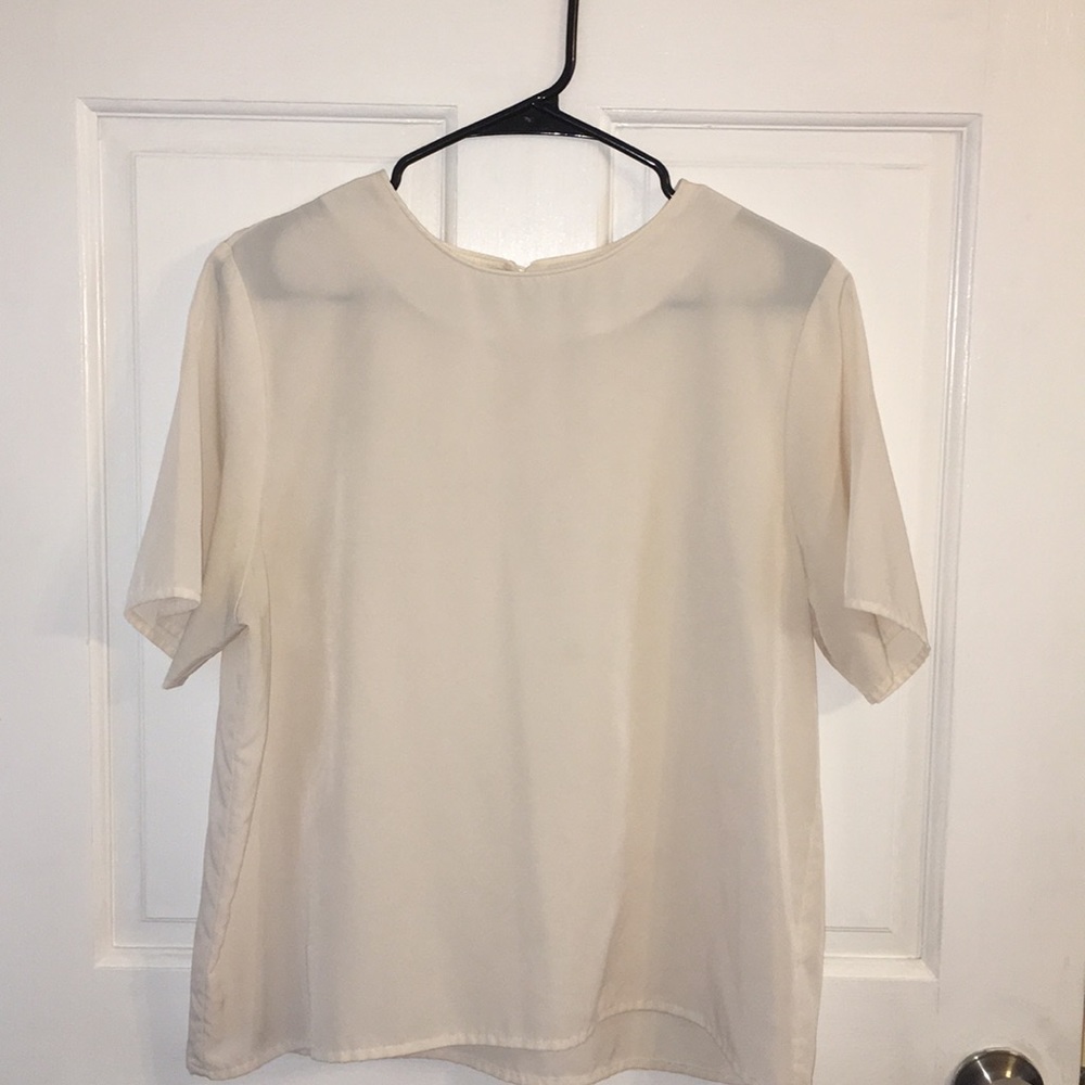Creme colored dress shirt with high neck